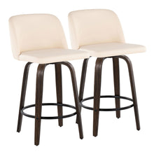  Toriano - 26" Fixed-Height Counter Stool (Set of 2) - Walnut & Black Base