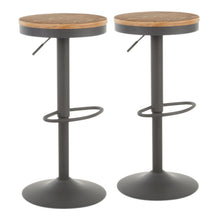  Dakota - Adjustable Barstool - Gray Metal And Wood - Pressed Grain Bamboo (Set of 2)