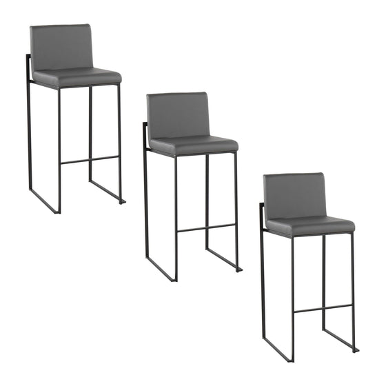 Fuji - High Back Barstool - Black Steel Legs