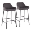 Daniella - Fixed - Height Bar Stool - Black Metal And Charcoal Fabric (Set of 2)