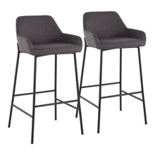  Daniella - Fixed - Height Bar Stool - Black Metal And Charcoal Fabric (Set of 2)