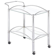  Shadix - 2-Tier Rectangular Glass Shelf Metal Bar Cart - Chrome