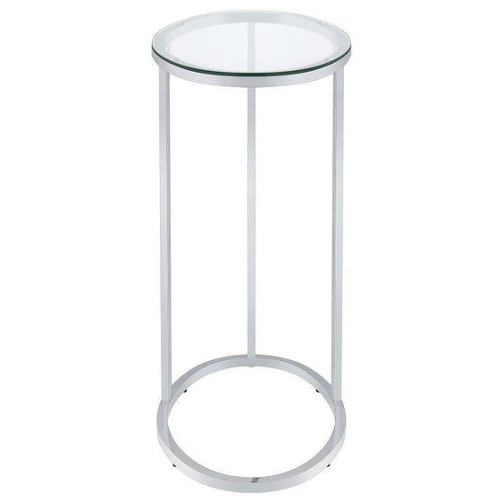 Kyle - Oval Glass Top C-Shaped Sofa Side Table - Chrome