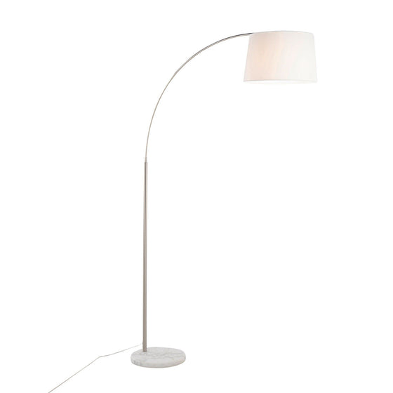 March - Floor Lamp - White Marble And Nickel