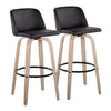 Toriano - 30" Fixed-Height Barstool (Set of 2) - Gray & Black Round Base