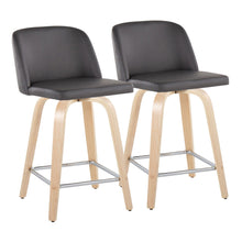  Toriano - 24" Fixed-height Faux Leather Counter Stool (Set of 2) - Gray And Natural