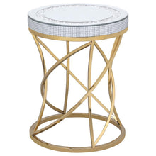  Elise - Round Mirror Top Stainless Steel End Table - Gold