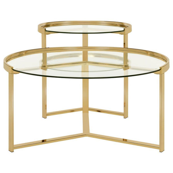 Delia - 2 Piece Round Glass Top Nesting Coffee Table