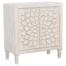  Clarkia - Accent Cabinet With Floral Carved Door - White