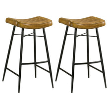  Bayu - Leather Upholstered Saddle Seat Backless Bar Stool (Set of 2)