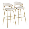 Jie - 30" Fixed-Height Barstool With Swivel - Gold Legs (Set of 2)