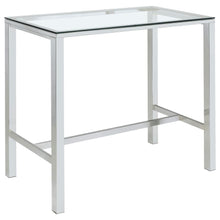  Tolbert - Rectangular Glass Top Pub Bar Table - Chrome