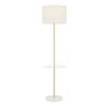 Chloe - Shelf Floor Lamp - White Marble Base, Clear Glass Shelf And White Linen Shade