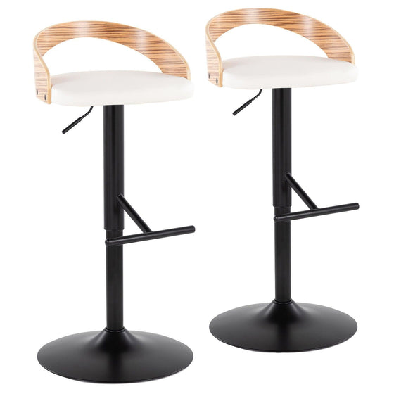 Grotto - Adjustable Barstool (Set of 2) - White And Black