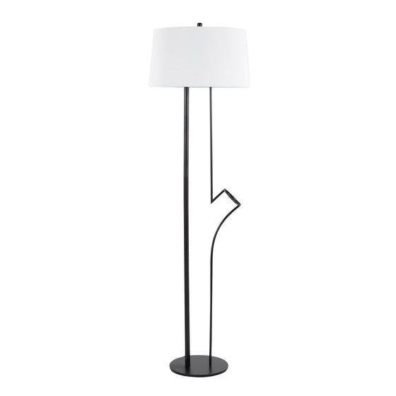 Shadow - Floor Lamp - Black Steel With White Linen Shade