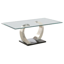  Pruitt - Rectangular Glass Top Metal Coffee Table - Satin