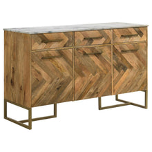  Keaton - Marble Top Herringbone Accent Cabinet