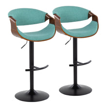  Curvo - Adjustable Barstool (Set of 2) - Walnut And Teal