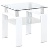 Dyer - 1-Shelf Square Glass Top Side End Table - White