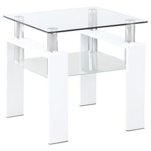  Dyer - 1-Shelf Square Glass Top Side End Table - White