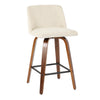 Toriano - Counter Stool - Walnut And Cream Fabric (Set of 2)