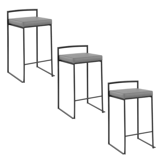 Fuji - Stackable Counter Stool With Cushion - Black Metal