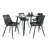 Cosmo - Daniella Square Dining Set - Black Metal With White Wood Tabletop And Black Faux Leather (Set of 5)