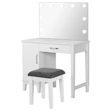  Elijah - Vanity Set With Lighting & Stool - White And Dark Gray