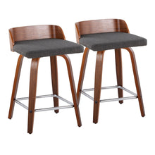  Maya - 24" Fixed-Height Counter Stool (Set of 2) - Walnut & Silver Frame