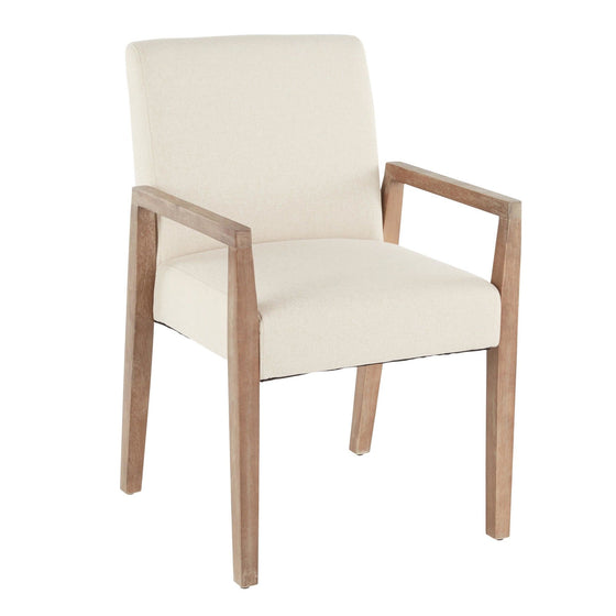 Carmen - Arm Chair - White Washed Wood And Beige Fabric (Set of 2)