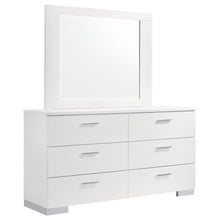  Felicity - 6-Drawer Wood Dresser With Mirror - White High Gloss