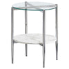 Cadee - Round Glass Top End Table - White And Chrome