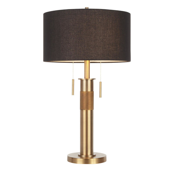 Trophy - Table Lamp - Antique Brass With Black Linen Shade - 26.5"