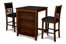  Gia - Counter Table With 2 Chairs & Storage Shelf - Brown