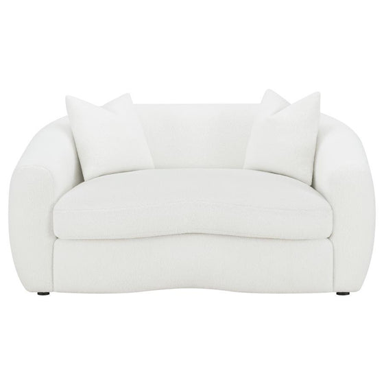 Isabella - Faux Sheepskin Upholstered Loveseat Natural - Ivory