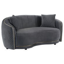  Brookside - Velvet Upholstered Curved Loveseat - Dark Gray