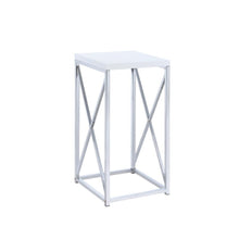  Edmund - Square Accent Side Table - White High Gloss And Chrome