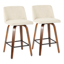  Toriano - Counter Stool - Walnut And Cream Fabric (Set of 2)