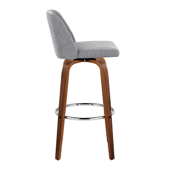 Toriano - 30" Fixed-Height Barstool (Set of 2) - Walnut & Chrome Base