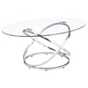 Warren - 3 Piece Oval Glass Top Coffee Table Set - Chrome