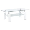 Dyer - 1-Shelf Rectangular Glass Top Coffee Table - White