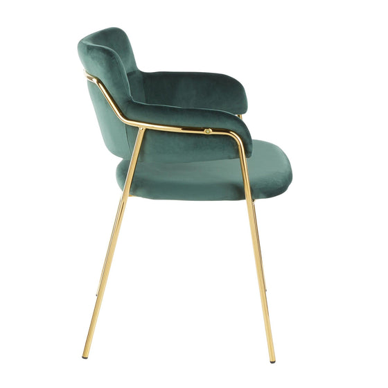 Napoli - Chair - Gold Metal And Emerald Green Velvet (Set of 2)