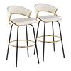 Jie - 30" Fixed-Height Barstool With Swivel - Gold And Black Legs (Set of 2)