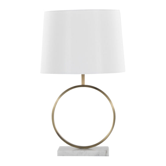 Moon - Table Lamp - White Marble, Gold Metal And White Shade