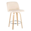 Toriano - 26" Fixed-height Faux Leather Counter Stool (Set of 2) - Beige And Natural