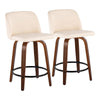 Toriano - 24" Fixed-height Faux Leather Counter Stool (Set of 2) - Beige