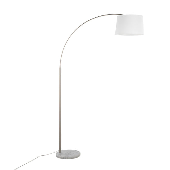 March - Floor Lamp - White Marble And Nickel