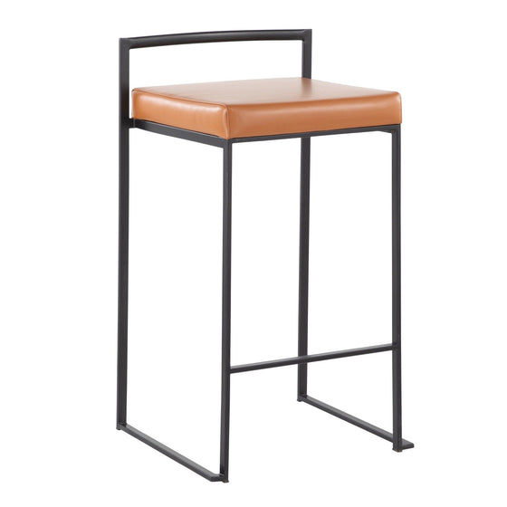 Fuji - Stackable Counter Stool With Cushion - Black Metal