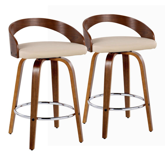 Grotto - 26" Fixed-Height Counter Stool (Set of 2) - Walnut Base