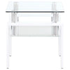 Dyer - 1-Shelf Square Glass Top Side End Table - White